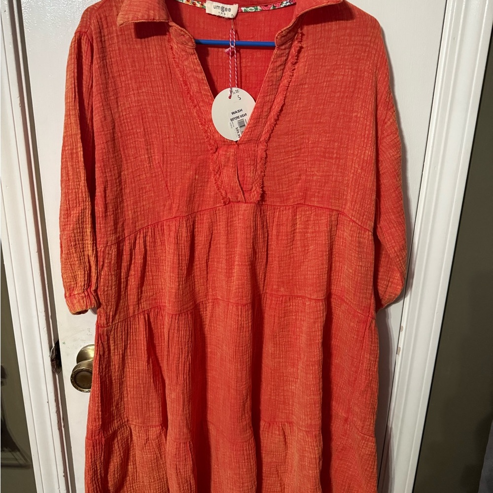 Umgee Pink Sundress with Bishop Sleeves